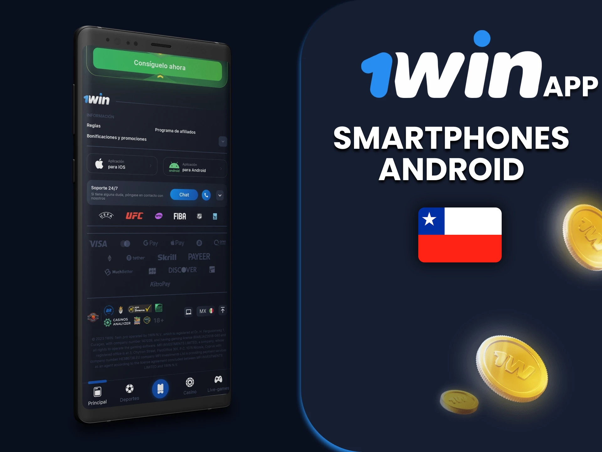 Instale la aplicación 1win para Android.